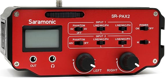 Saramonic SR-PAX2 Audio Adapter for Mirrorless, DSLR & Black Magic Pocket Cameras (Red/Black)