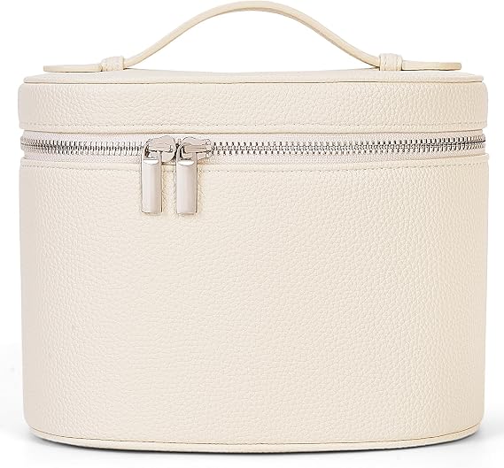 YFGBCX Makeup Bag Vanity Case with Removable Divider Travel Toiletry Bag Portable Cosmetic Bag Makeup Organizer Case, Beige, Classic Elegant