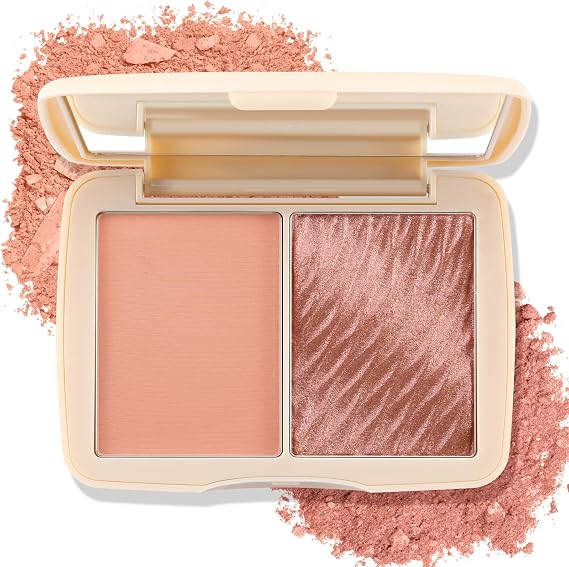 Boobeen 2 Colors Blush Highlighter Contour Makeup Palette, Contouring Palette Matte and Shimmer, Face Blusher Highlight Bronzer Shade, Highly Pigmented Blendable