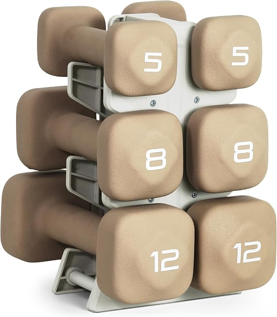 Tone Fitness Neoprene Dumbbell Set with Storage Rack Non-Slip, Anti-Roll Hand Weights for Home Gym Workouts | 20 lb, 32 lb, 50 lb, 60 lb & 100 lb Options