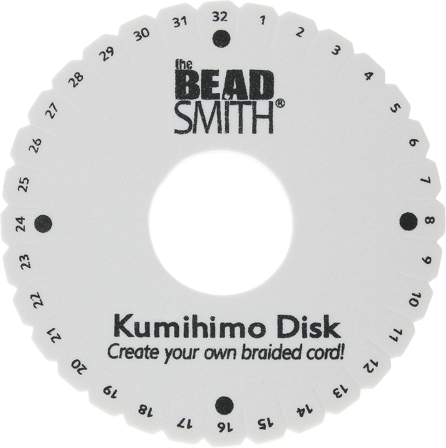 The Beadsmith Round Kumihimo Disk, 6 inch Diameter, 38” Thick Dense Foam, Jewelry Tools for Braiding, 1 disks