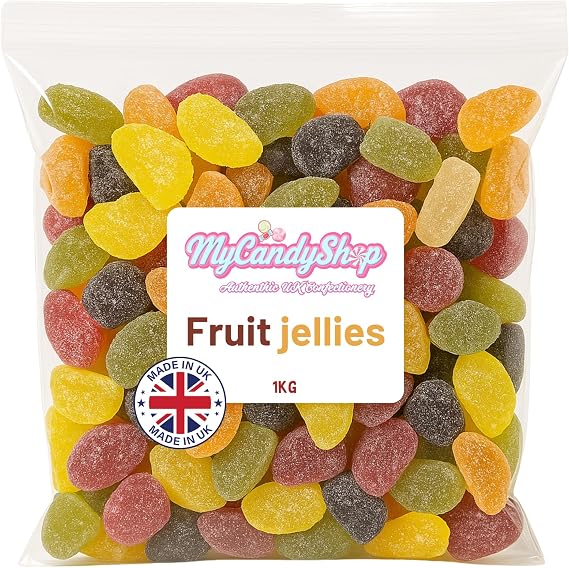 Taverners Fruit Jellies sweets 1kg - Assorted Flavour Sweets with Natural Colours & Flavours, Made with Real Fruit Juice - Soft, Chewy Sweets with Sugar Coating Ideal for Sharing
