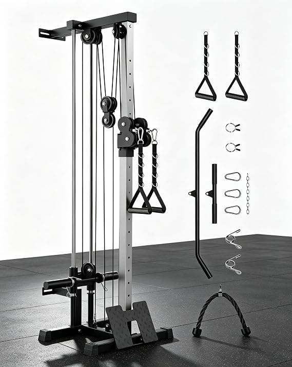 IDEALHOUSE Wall-Mount Dual Pulley Cable Crossover Machine, 400 lbs Capacity