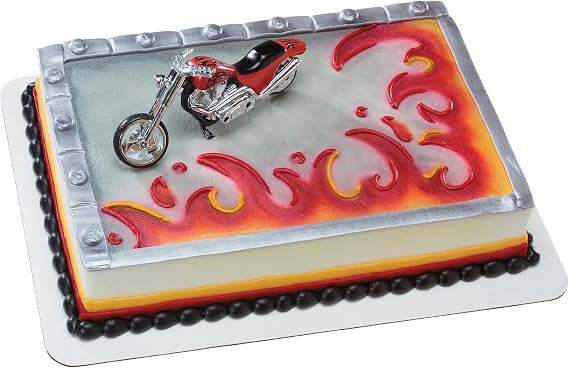 Motorcycle Red Hot Chopper Cake Topper, Decoration for Birthday Party