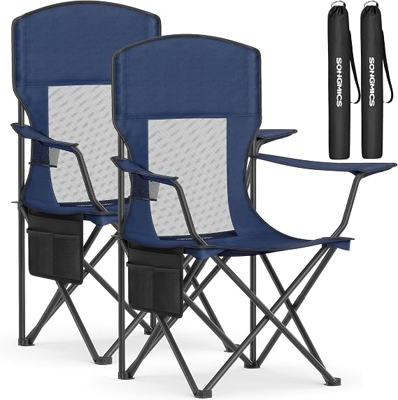 SONGMICS Breathable Camping Chairs, Set of 2, 330 lb Weight Capacity