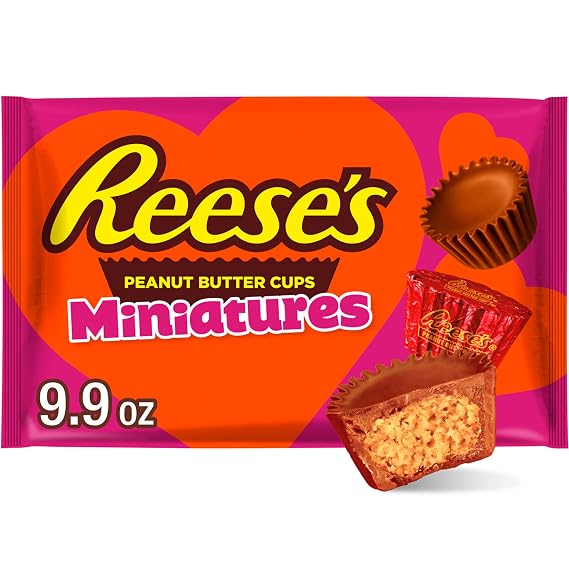 REESE'S Miniatures Milk Chocolate Peanut Butter Cups, Valentine's Day Candy Bag, 9.9 oz