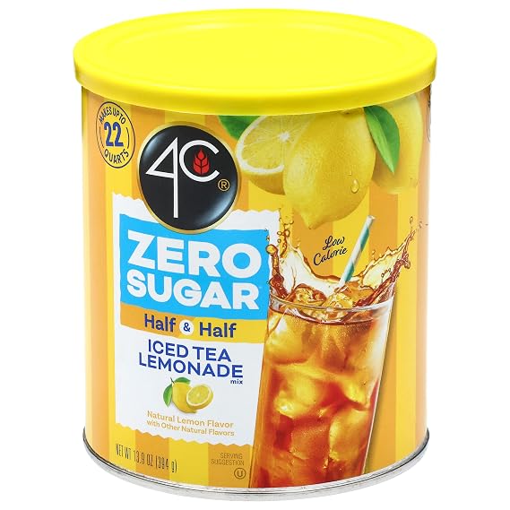 4C Light Powdered Drink Mix Cannisters, Light Half & Half, 22 Quarts, Family Sized Cannister, Low Calorie, Thirst Quenching Flavors (13.9 Ounce (Pack of 1))