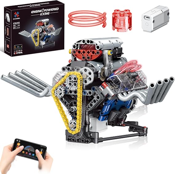 V8 Engine Building Set,Build Your Own Mini Engine that Works, Physical Science Experiment Toy for Adults, Home or Office Decor (665 Pcs)