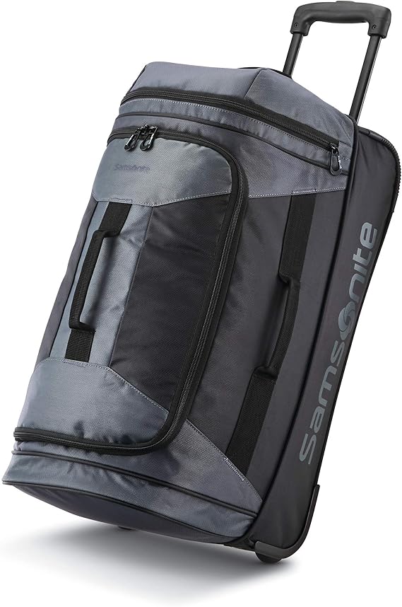 Samsonite Andante 2 Wheeled Duffel Bag 22-Inch Durable Rolling Luggage with Inline Skate Wheels, Push-Button Handle & Spacious Compartments Travel-Friendly and Lightweight - Moss Green/Black