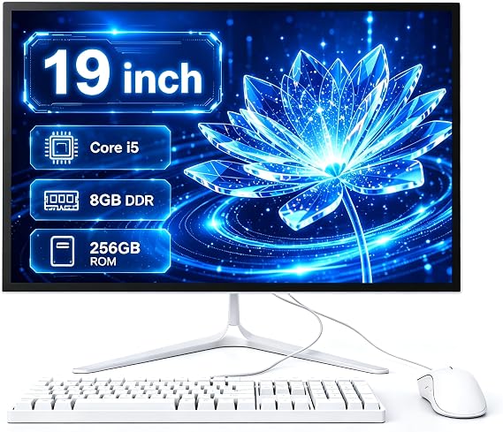 All-in-One Desktop Computer 19 Inch, Space Saving Compact PC
