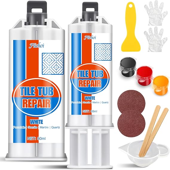 Ceramic Tile Repair Kit 100ml - Fix Chips, Cracks & Holes in Porcelain, Tub