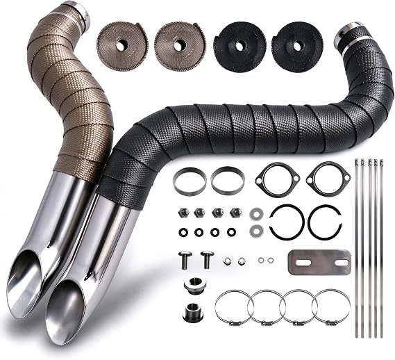Harley Sportster Exhaust 883 1200 Evo, 2" LAF Chrome Slip-On Pipes W/Flange