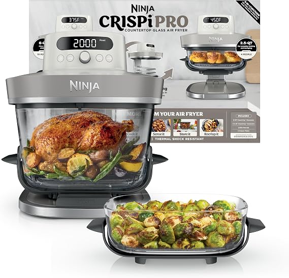 Ninja Crispi Pro Glass Air Fryer, 6-in-1, Bone, AS101LG