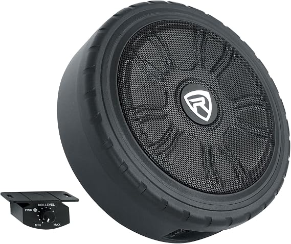 Rockville Wheel of BASS 8 Inch Slim Under-Seat Powered Truck/Car Subwoofer