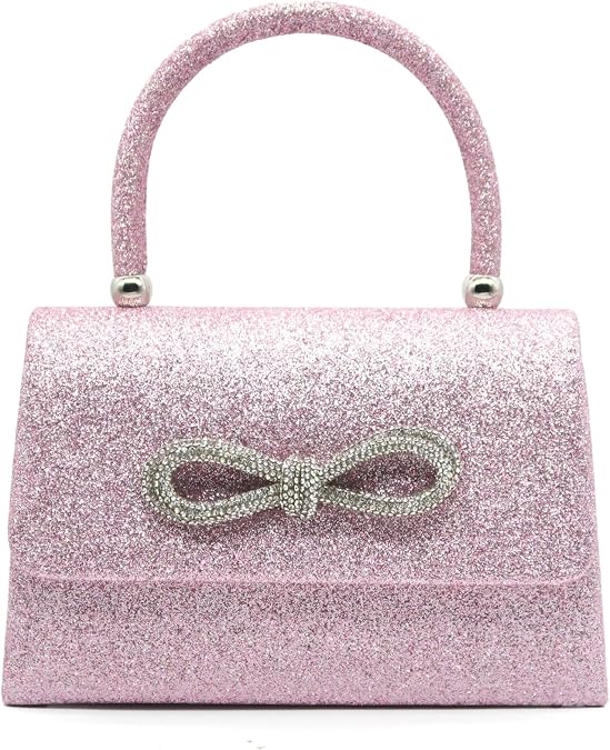 Women Evening Bag Sparkly Bow Clutch Purses for Women Glitter Wedding Party Purses Rhinestone Prom Handbags