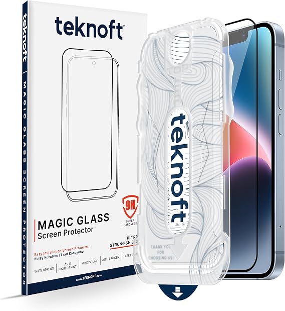 Teknoft iPhone 13 Pro Max-14 Plus için Kolay Kurulum Kitli Takılırken Camın Altında Kesinlikle Toz Bırakmayan Ekstra Güçlendirilmiş Tam Koruma Sağlayan Lazer Kesim Premium Ekran Koruyucu Kırılmaz Cam