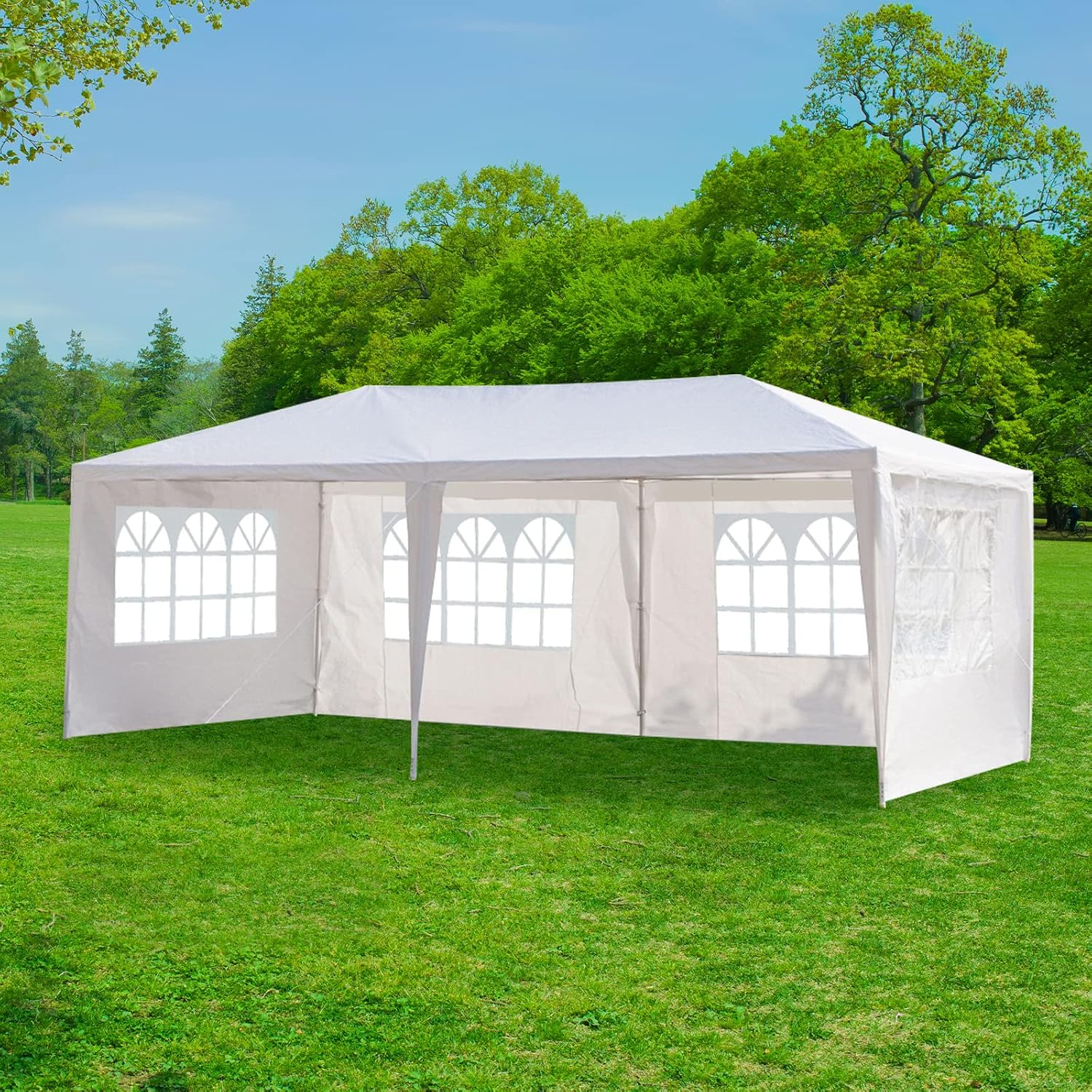 Doppy 10x20 Outdoor Canopy Tent, White Tents for Party, Canopy Tent with 4 Removable Sidewalls, Waterproof Sun Snow Rain Shelter Tent for Party Wedding Meeting, Camping,Events BBQ