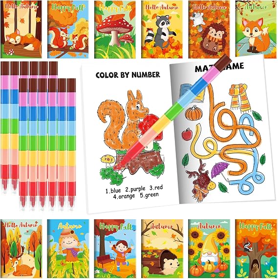 BenLouis Fall 24 Mini Activity Books with 24 Crayons Party Favors