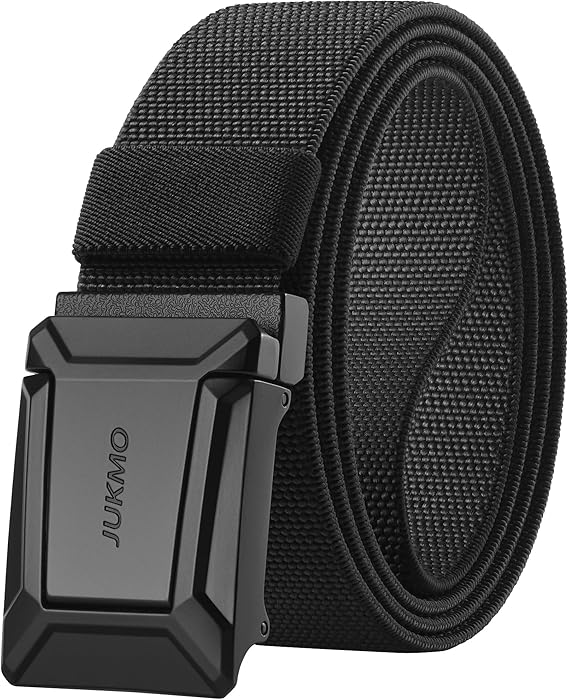 JUKMO Men's Stretch Tactical Belt, 1.5" Elastic Nylon Web with Flip Buckle | Quick Release Belt for Military Work Rigger Hiking