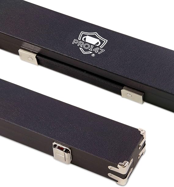 Black 3/4 Luxury Foam Lined Snooker Pool Cue Case with Reinforced Corners