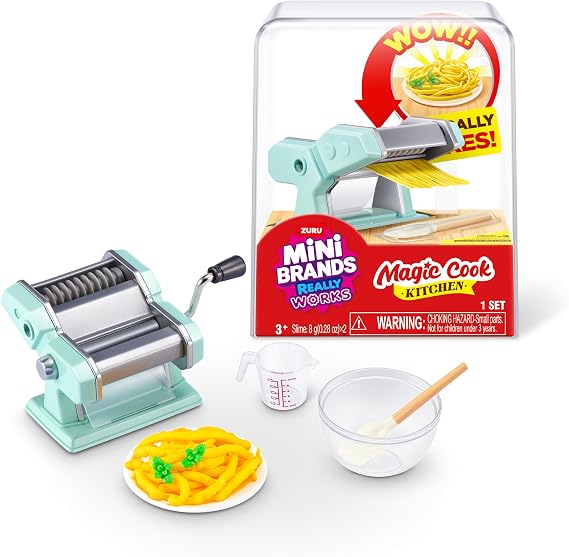 Mini Brands Really Works Magic Cook Kitchen Capsule Series 1 (Pasta Maker) by ZURU, Miniature Real Working Kitchen Appliances, Non-Edible Collectible Mystery Toy for 3+ Kids, Teens and Adults