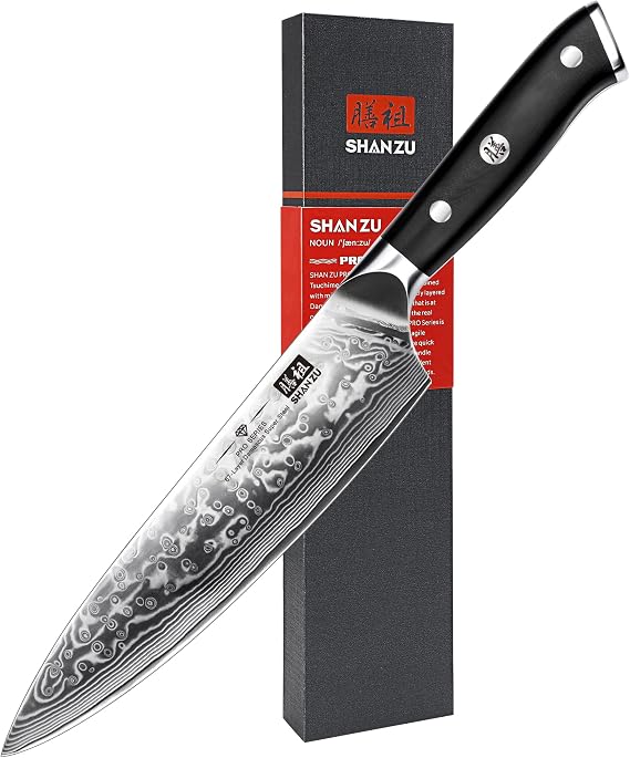 SHAN ZU Damascus Kitchen Knife, 20 cm Japanese Chef Knife