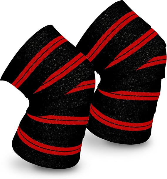 CAP Barbell Elastic Knee Wraps for Weightlifing Pair of Adjustable Knee Wraps for Men & Women, for Powerlifting, Squats, Leg Press, and Cross Training