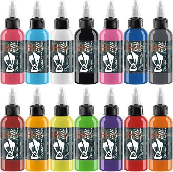 Tattoo Ink Set Professional - 14 Colors 1oz (30ml) Vegan-Friendly Pigment Ink Supplies,Tattoo Inks Vegan TI4002-30-14