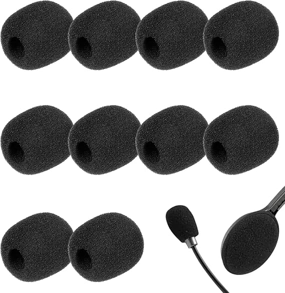 10 PCS Microphone Cover, Microphone Foam Cover Sponge Windscreen Protectors for Clear Audio (Black, 3 Cm)