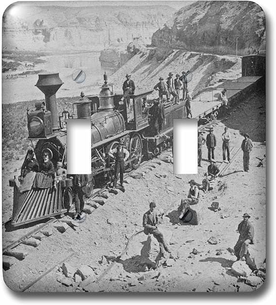 3dRose Scenes from Union Pacific Railroad Grayscale double toggle switch