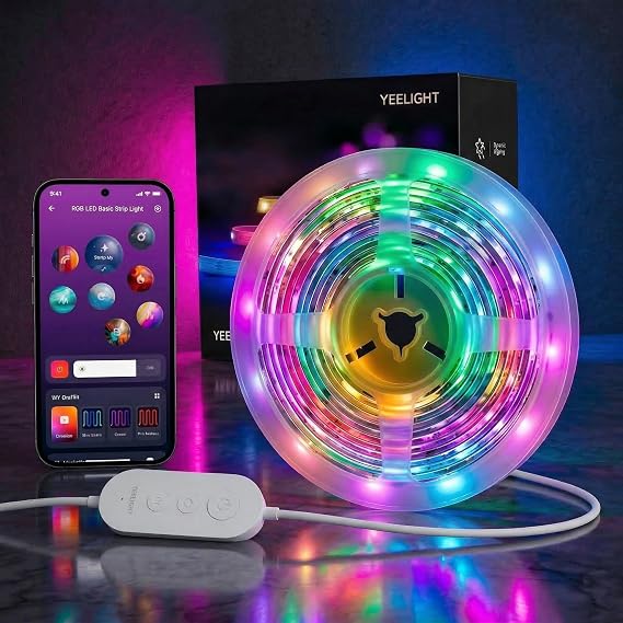 YEELIGHT 20FT LED Strip Lights, 108 LEDs Smart Light Strips with Music Sync, RGB Color Changing Light with Bluetooth Connected and APP Control, Led Lights for Bedroom, Living Room