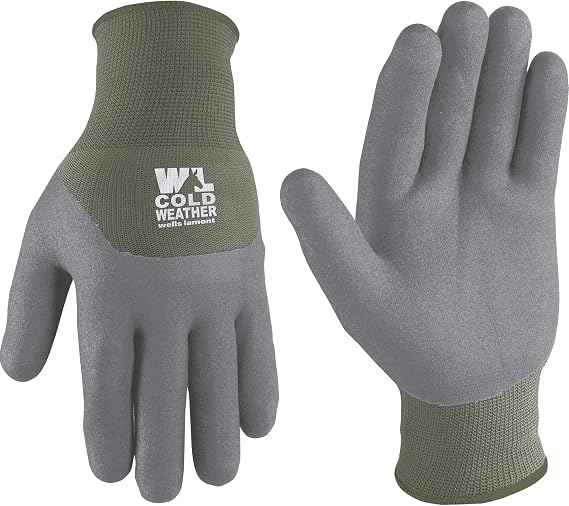 Wells Lamont Women's Latex-Coated Grip Winter Gloves for Cold Weather, Basil, Medium (554GM)