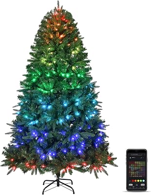 VINGLI 6ft Pre-lit LED Christmas Tree wTwinkle Lights, App-Controlled Multi-Color RGB Lights, 1274 PVC Branch Tips, Lighted Artificial Christmas Tree Holiday Home Office Decoration for Indoor