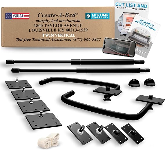 Create-A-Bed Twin Size Deluxe Murphy Bed Kit, Vertical