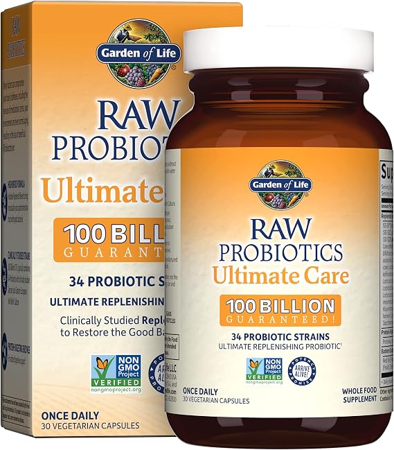 Garden of Life Raw Probiotics Ultimate Care, 100 Billion CFU, 30 Capsules