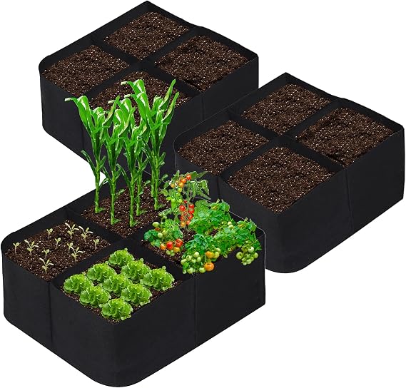 Fabric Raised Garden Beds Outdoor, 3Pack 2X2 Ft 4 Grids Plant Grow Bags, Breathable Vegetables Planter Raised Bed for Growing Potatoes Flowers, Square Plant Growing Container Bags for Outdoor Indoor