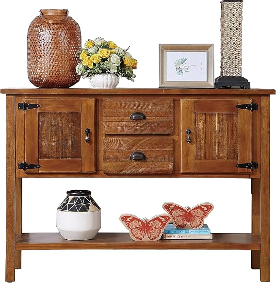 LKTART Solid Wood Console Table with Drawers,Farmhouse Entryway Sofa Table