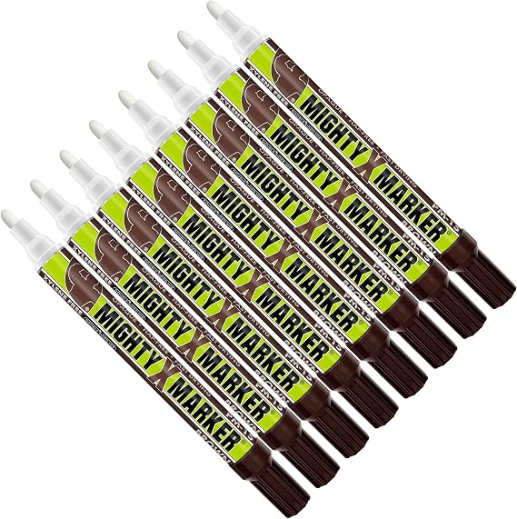 PM-15, Eco-Friendly Paint Marker, Alcohol-Based & Xylene-Free, Waterproof & Permanent, 10ml, 2.3mm Tip, 8 Bonus Tips, Made in USA, Brown 8 Pack