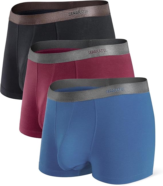 Separatec Mens Trunks Underwear with Dual Pouch Mens Underwear, Soft Breathable Rayon Made from Bamboo Trunks for Men