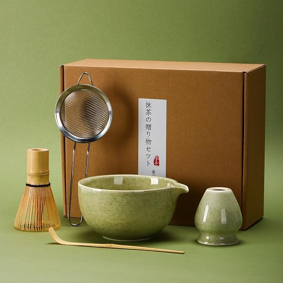 Matcha Tea Set 5 Pcs, Japanese Traditional Ceramic Bowl