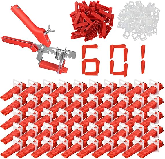 601 pcs Tile Leveling System 3mm 400 pcs Tile Spacer 200 pcs Resuable Wedges 1 Tile Leveling Pliers Tile Spacers and Levellers Tile Levelling System Kit for Wall and Floor Tile Leveling