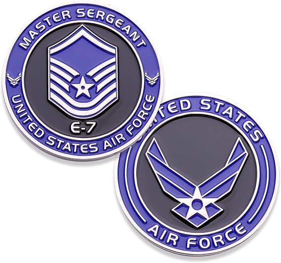 Air Force Master Sergeant E7 Challenge Coin! United States Air Force Master Sergeant Rank Military Coin MSGT. E-7 USAF Challenge Coin! Designed by Military Veterans - Officially Licensed Product!