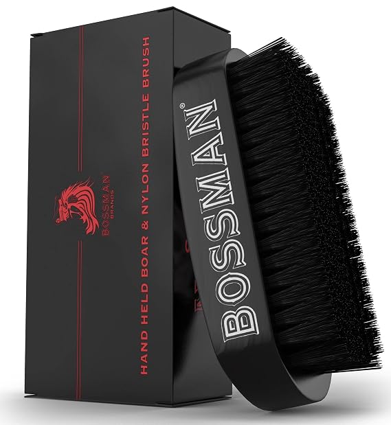 Bossman Hand-Held Hair & Beard Brush for Men with Boar & Nylon Bristles