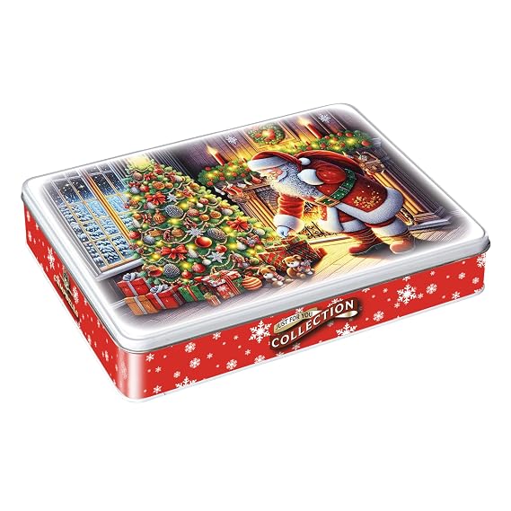 Campbells Shortbread Assorted Cookies Tin 5.3 Oz (150g) - Santa & Christmas Tree Gift Tin, Pure Butter Scottish Shortbread Cookies from Scotland, British Cookie Assortment, Holiday Biscuits & Treats