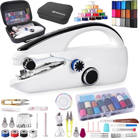Handheld Sewing Machine Portable Mini Cordless for Beginners | Compact Mini Stitcher, Needles & Accessories, Easy Sewing Kit for Fabric Repair, DIY Clothes, Home Craft & Travel for Adults