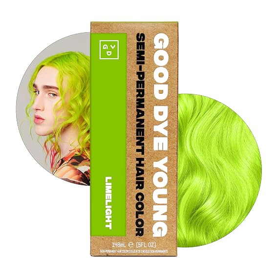 Good Dye Young Semi-Permanent Neon Green Hair Dye, 5 FL OZ, Limelight, Vegan