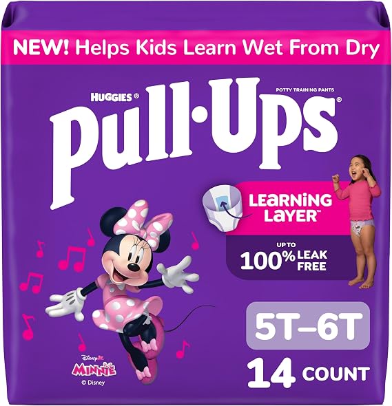 Pull-Ups Girls' Potty Training Pants, Size 5T-6T, 14 Count