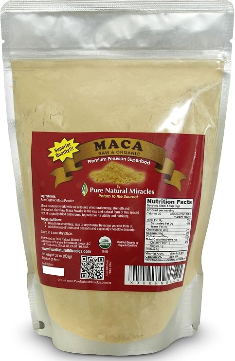 Peruvian Maca Root Powder, 1 lb, Raw, Organic, Vegan | Energy, Endurance, Hormonal Balance, Performance, Adaptogenic Superfood for Men & Women, Mix in Smoothies, Coffee, Baking
