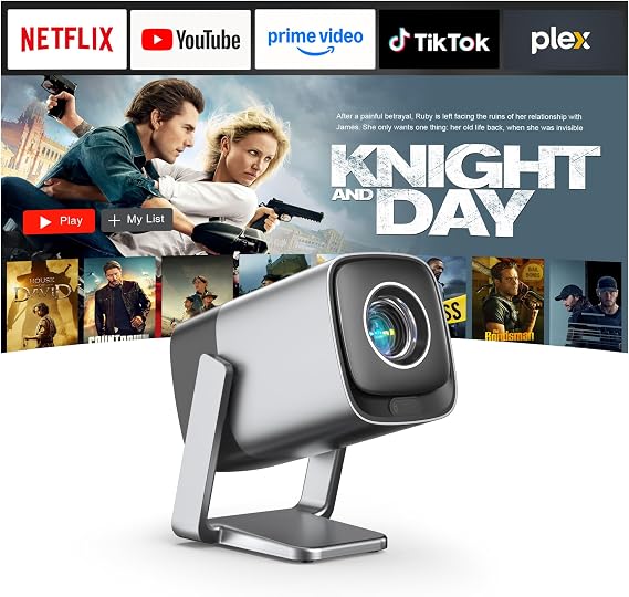 TOF Real-time Focus Mini Projector with WiFi and Bluetooth, XuanPad Smart Projector Compatible with Netflix, Dolby Audio& Keystone 1080P Projector with 210 Rotatable Stand