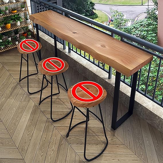 Solid Wood Bar Height Table Counter Height Table Long Bar Table Solid Wood Tabletop and Metal Legs Rectangular Pub Tables Suitable for Bars, cafes and Living Rooms (Only Table)(140cm(55in))